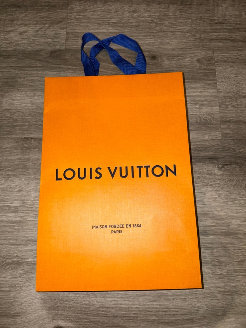 Authentic Louis Vuitton Orange Gift Bag with Blue Handles